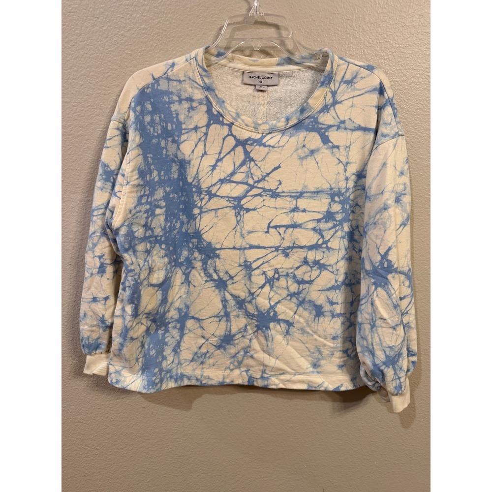 Rachel Comey Tie Dye Sweatshirt Cream Blue XL Long Sleeve Crewneck Pullover